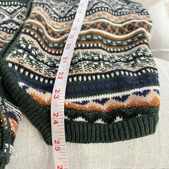 VTG Sweater Vest Women XL Green Knit Fair Isle Goblin‎ Cabin Forest - Picture 9 of 12
